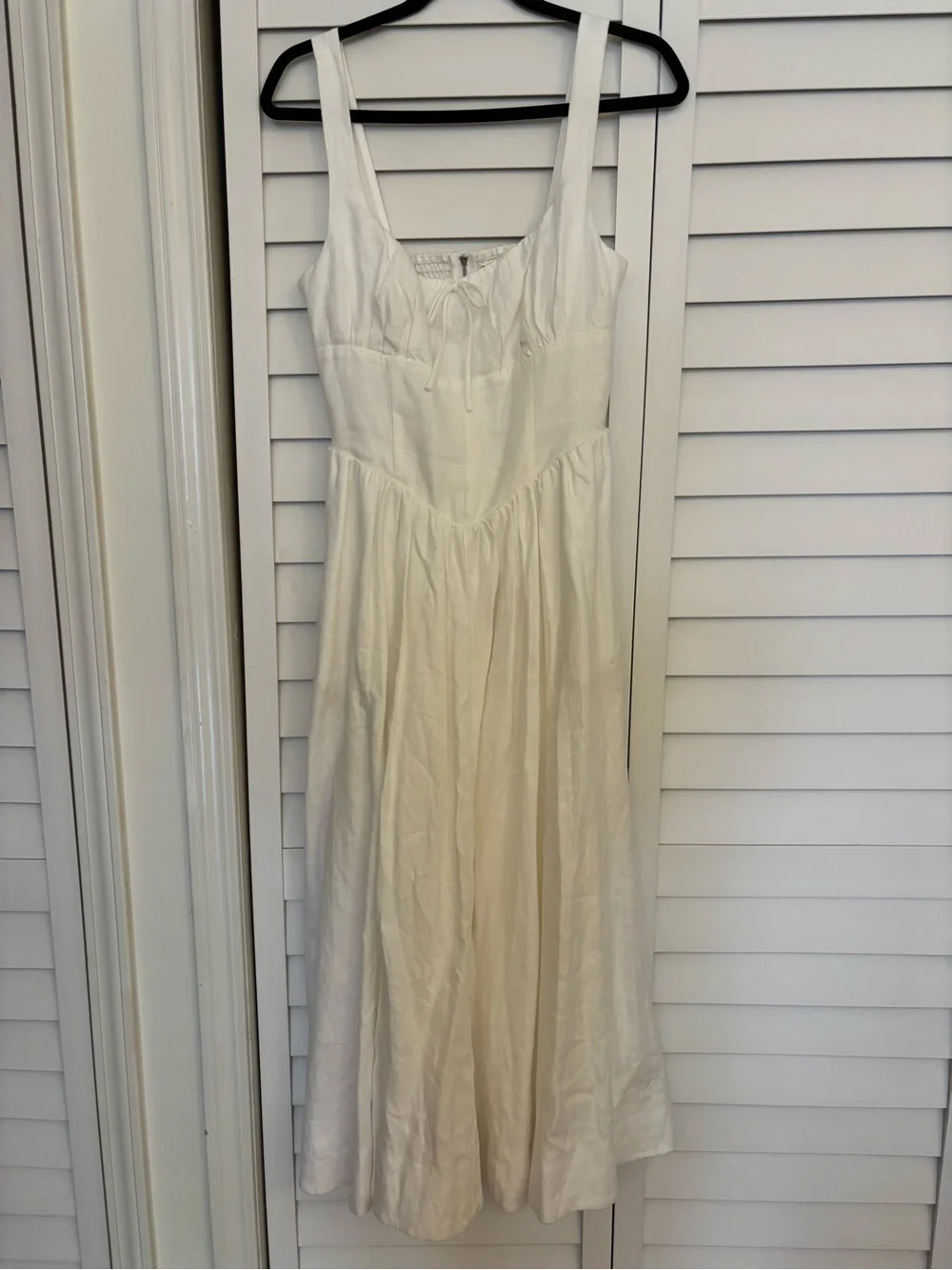 Reformation Balia Linen White Scoop-Neck Midi Dress - Picture 4 of 6